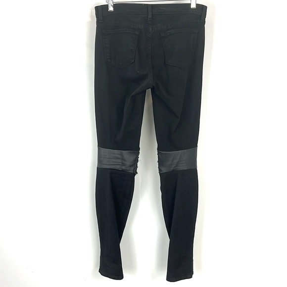 J Brand Dusk Knee-Embellished Leather-Paneled Mid-Rise Skinny Jeans - Picture 3 of 14